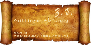 Zeitlinger Vászoly névjegykártya